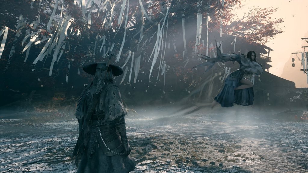 Otra escena oficial del juego: combates de espada y artes marciales con estética de cine wuxia.